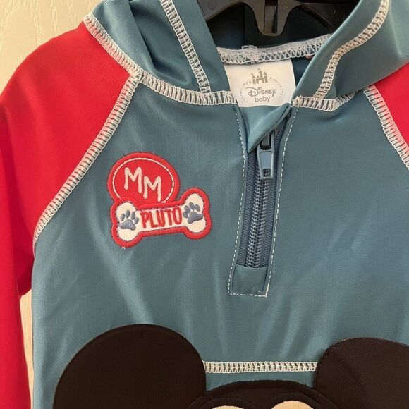 Disney Baby Mickey Mouse Hooded Rashguard Swim Top Boys Size 6-9 Months NWT - Picture 6 of 12